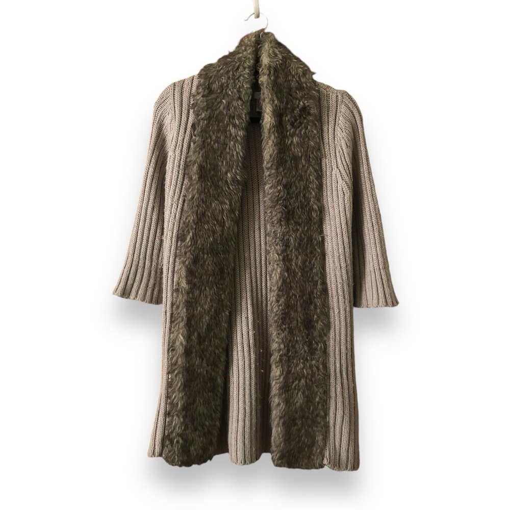 Kenar Faux Fur Wool Blend Penny Lane Longline Cardigan Size Large Retro